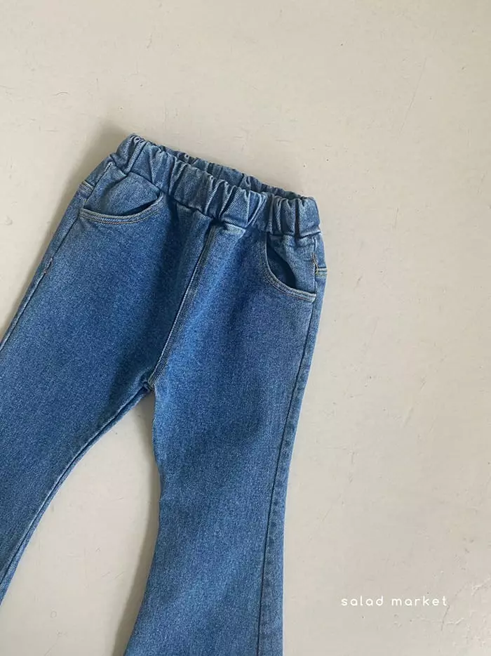 Salad Market - Korean Children Fashion - #magicofchildhood - Frill Denim Bootscut Pants