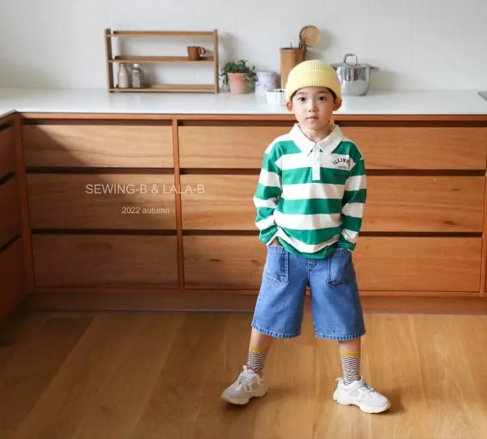 Sewing B - Korean Children Fashion - #kidsstore - Stripes Collar Tee - 12