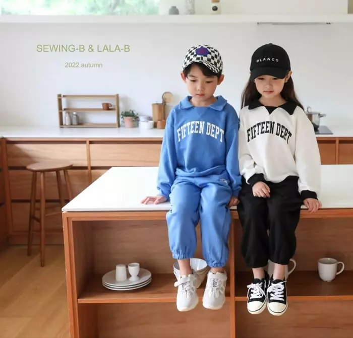 Sewing B - Korean Children Fashion - #kidsstore - Collar Top Bottom Set - 2