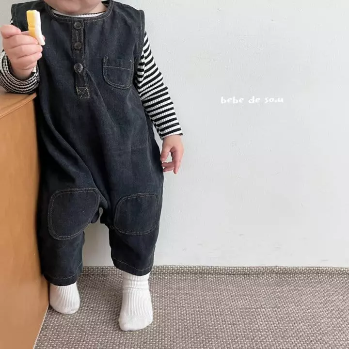 So U - Korean Baby Fashion - #babyboutiqueclothing - Bebe Pocket Denom Bodysuit - 2