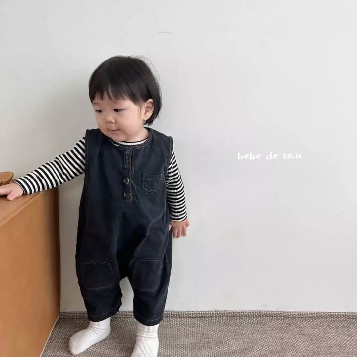 So U - Korean Baby Fashion - #babyclothing - Bebe Pocket Denom Bodysuit - 4