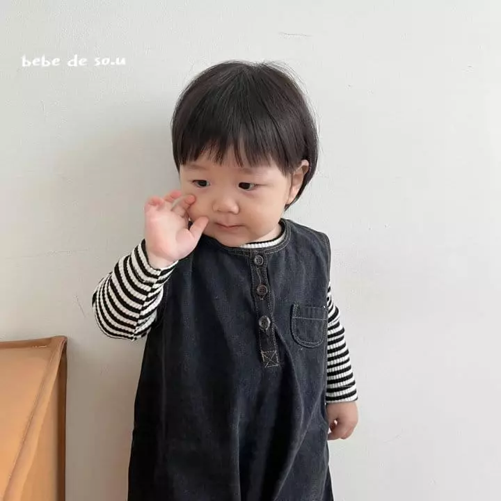 So U - Korean Baby Fashion - #babygirlfashion - Bebe Pocket Denom Bodysuit - 6