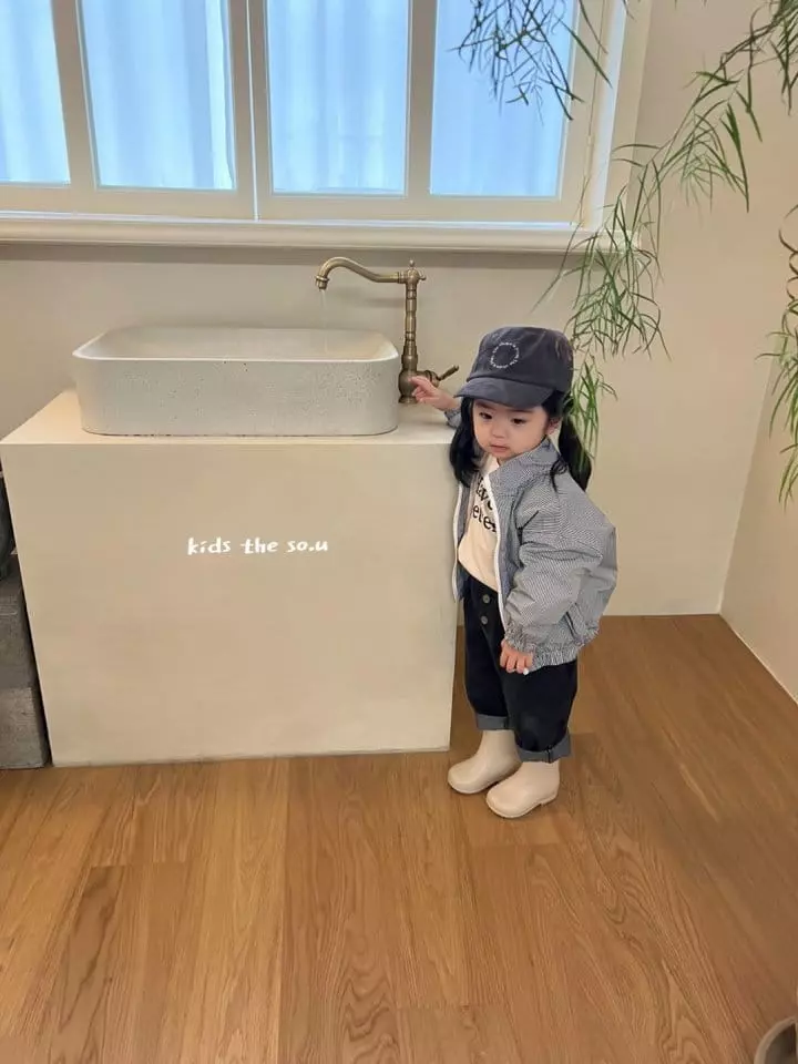 So U - Korean Children Fashion - #Kfashion4kids - Check Paint Zip-up