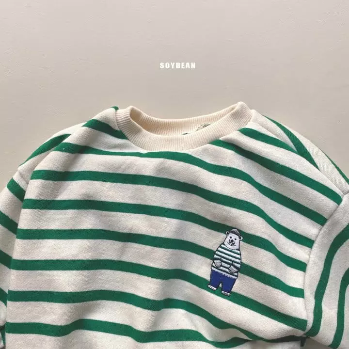 Soybean - Korean Children Fashion - #childofig - Bear Stripes Top Bottom Set - 8
