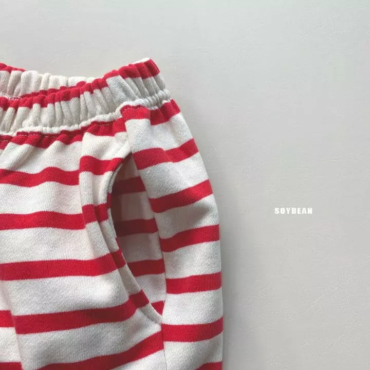 Soybean - Korean Children Fashion - #childrensboutique - Bear Stripes Top Bottom Set - 9