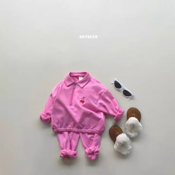 Soybean - Korean Children Fashion - #childrensboutique - Chery Collar Top Bottom Set