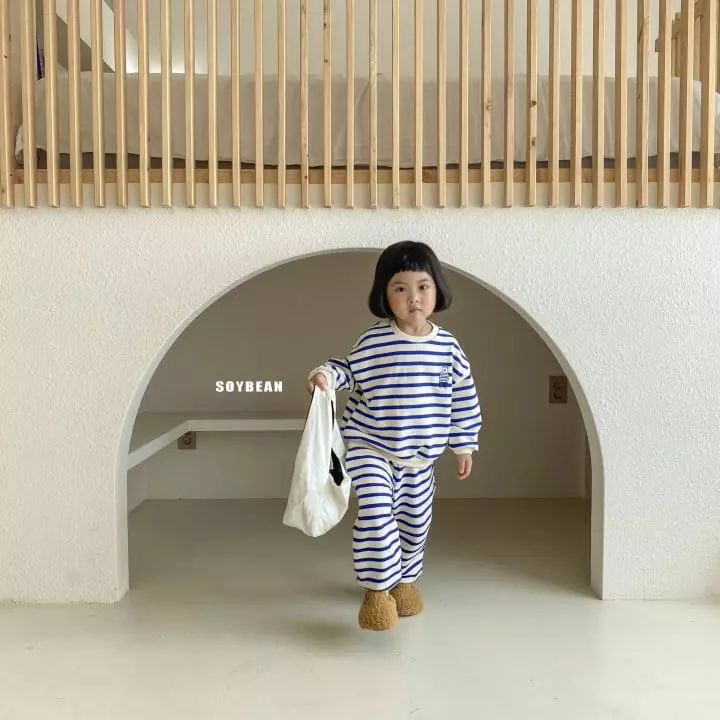 Soybean - Korean Children Fashion - #designkidswear - Bear Stripes Top Bottom Set - 10