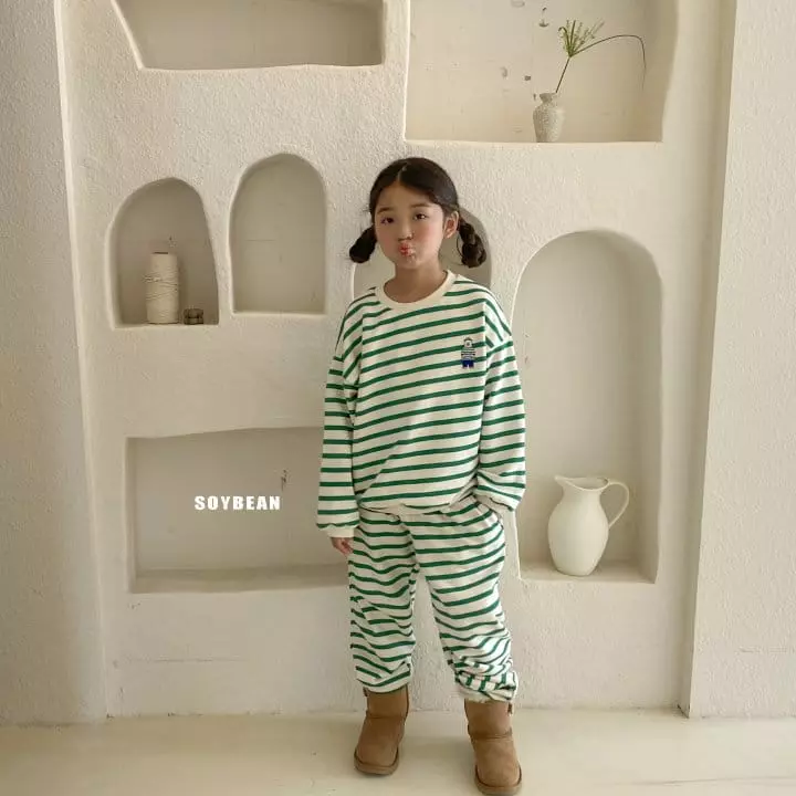 Soybean - Korean Children Fashion - #discoveringself - Bear Stripes Top Bottom Set - 11