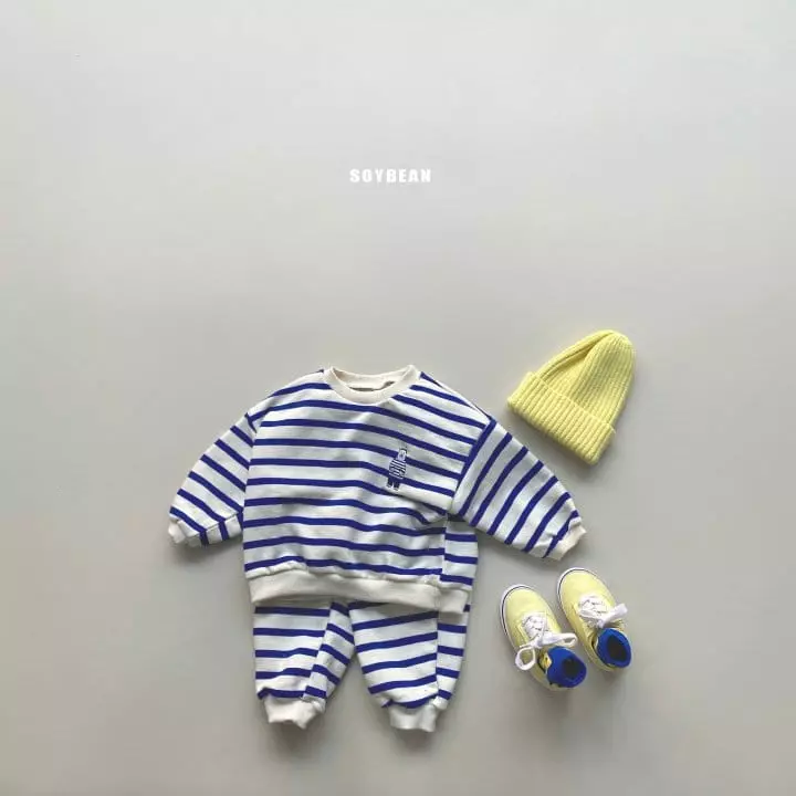 Soybean - Korean Children Fashion - #littlefashionista - Bear Stripes Top Bottom Set - 3