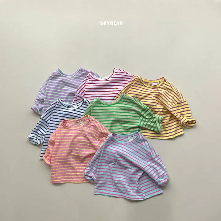 Soybean - Korean Children Fashion - #littlefashionista - Vivid Stripes Tee - 8