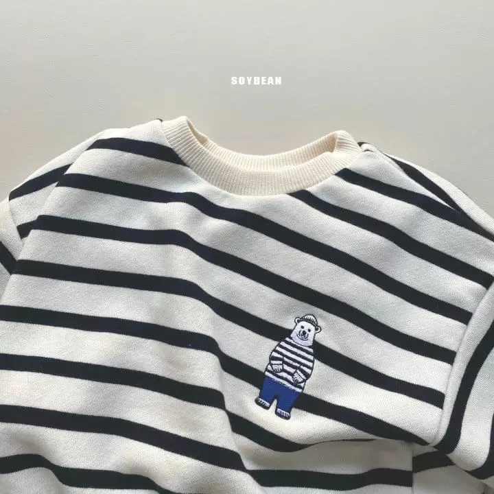 Soybean - Korean Children Fashion - #minifashionista - Bear Stripes Top Bottom Set - 5