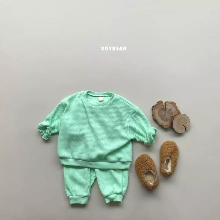 Soybean - Korean Children Fashion - #stylishchildhood - Jellato Waffle Top Bottom Set - 3