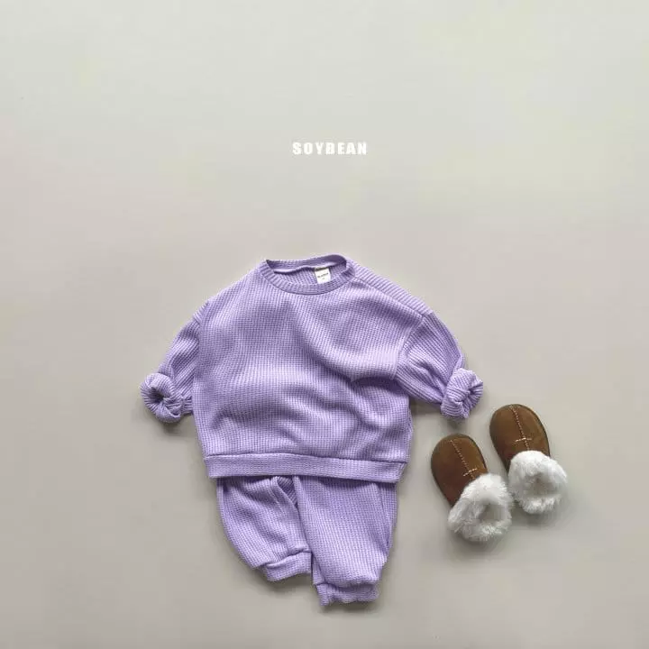Soybean - Korean Children Fashion - #toddlerclothing - Jellato Waffle Top Bottom Set - 2