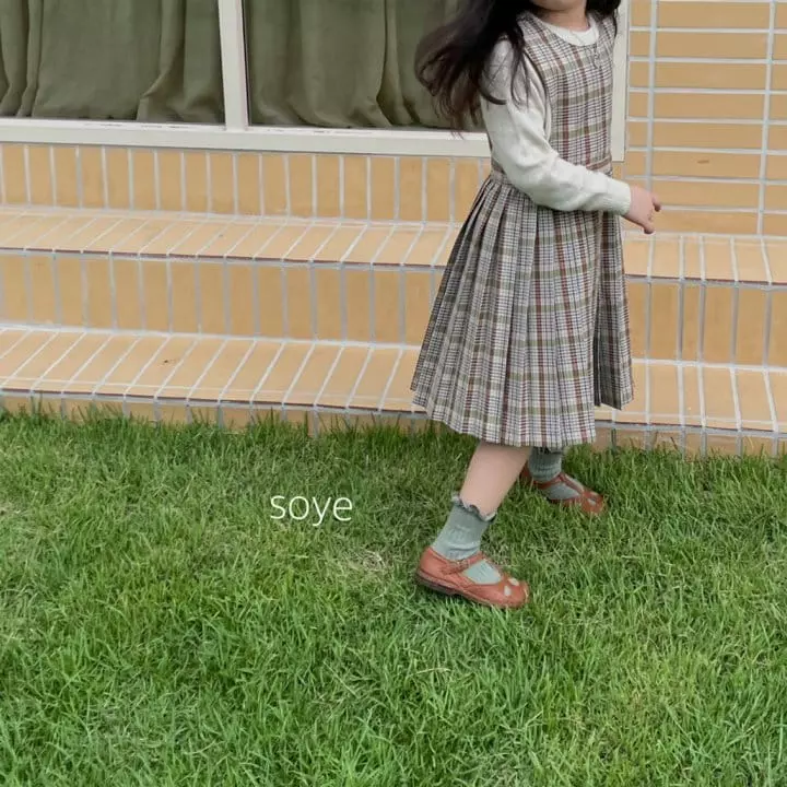 Soye - Korean Children Fashion - #prettylittlegirls - Check Wrinkle One-piece - 2