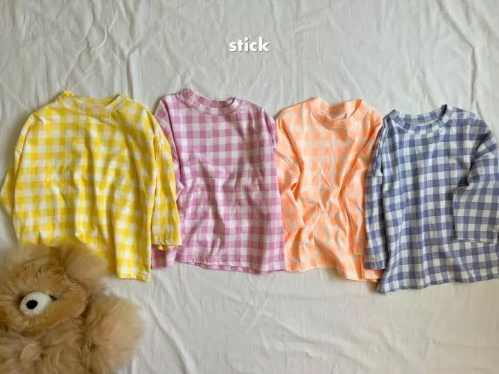 Stick - Korean Children Fashion - #stylishchildhood - Check Box Tee with Mom