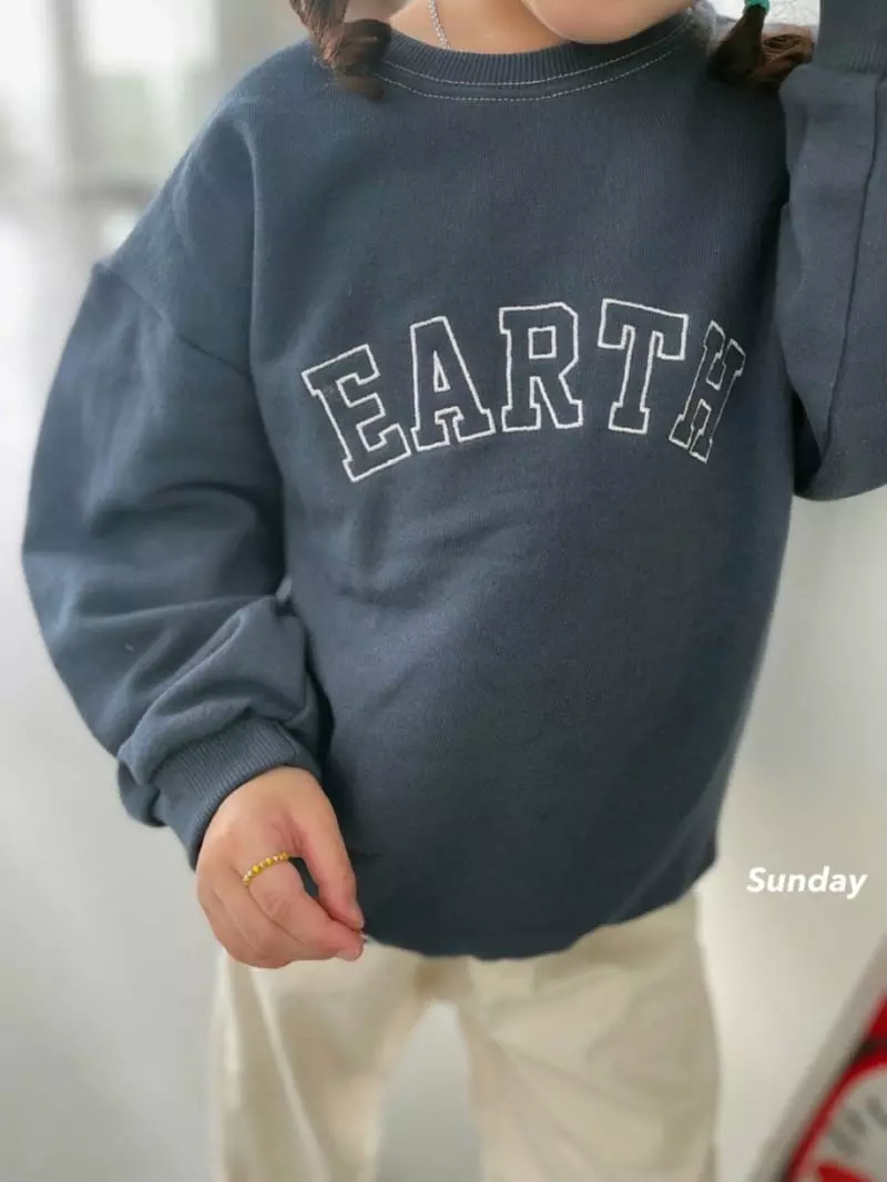 Sunday Closet - Korean Children Fashion - #kidzfashiontrend - EARTH Embroidery Sweatshirt - 8