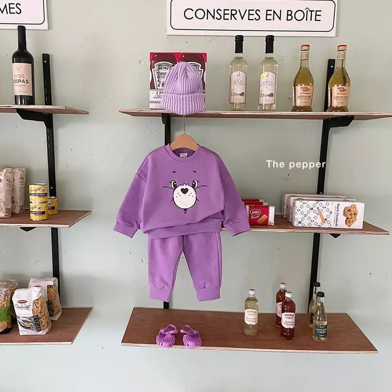 The Pepper - Korean Children Fashion - #childofig - Color Bear Top Bottom Set - 2