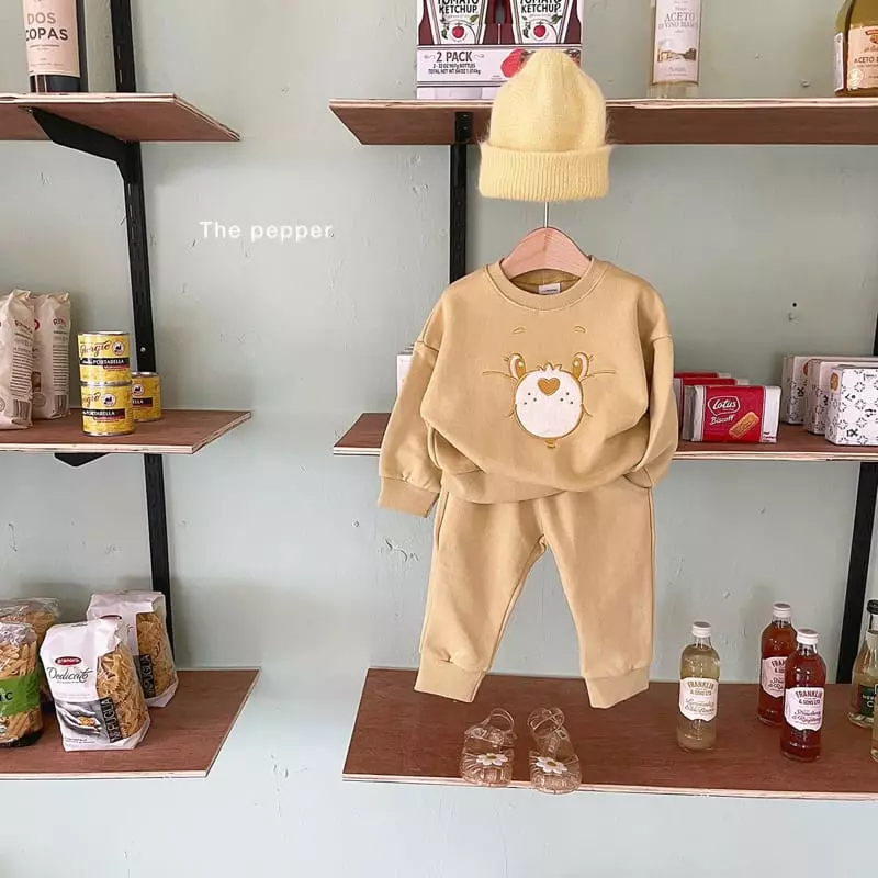 The Pepper - Korean Children Fashion - #childrensboutique - Color Bear Top Bottom Set - 4