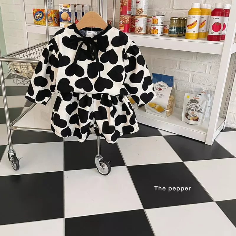 The Pepper - Korean Children Fashion - #discoveringself - Heart Rib Top Bottom Set - 8