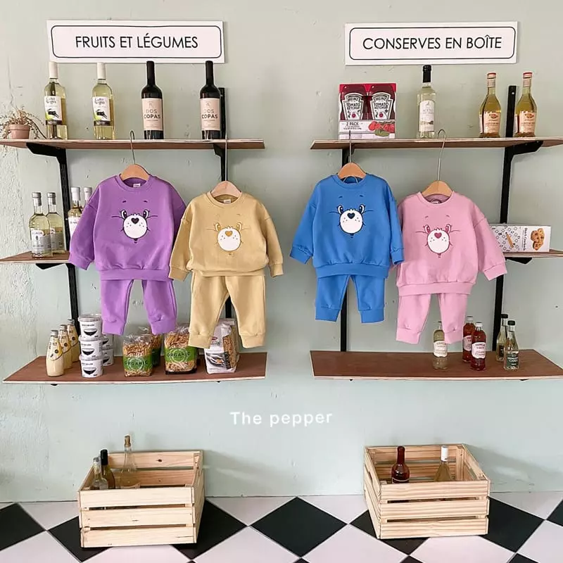 The Pepper - Korean Children Fashion - #discoveringself - Color Bear Top Bottom Set - 5