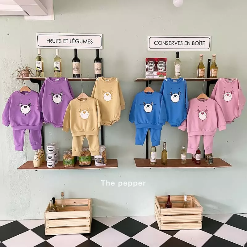 The Pepper - Korean Children Fashion - #fashionkids - Color Bear Top Bottom Set - 6
