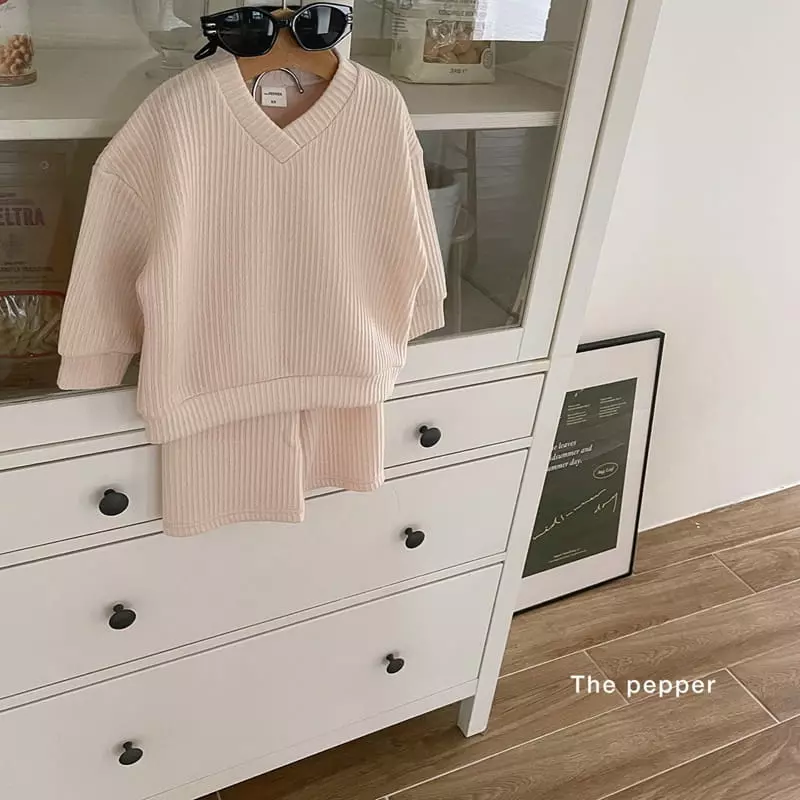 The Pepper - Korean Children Fashion - #kidsshorts - Knit Rib Top Bottom Set - 11
