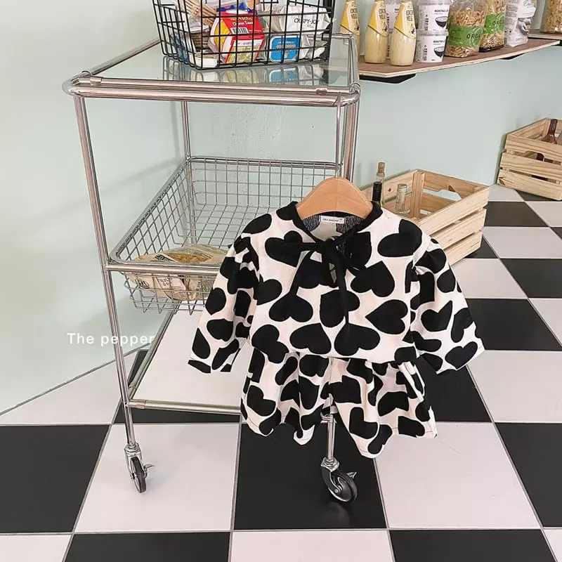 The Pepper - Korean Children Fashion - #kidsshorts - Heart Rib Top Bottom Set - 10