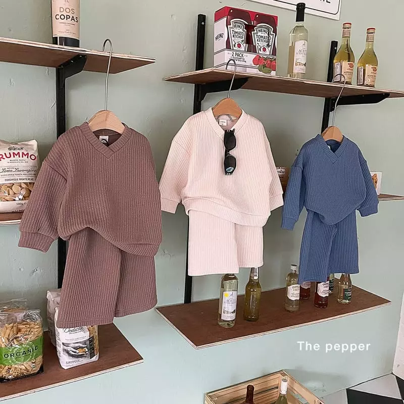 The Pepper - Korean Children Fashion - #minifashionista - Knit Rib Top Bottom Set - 3
