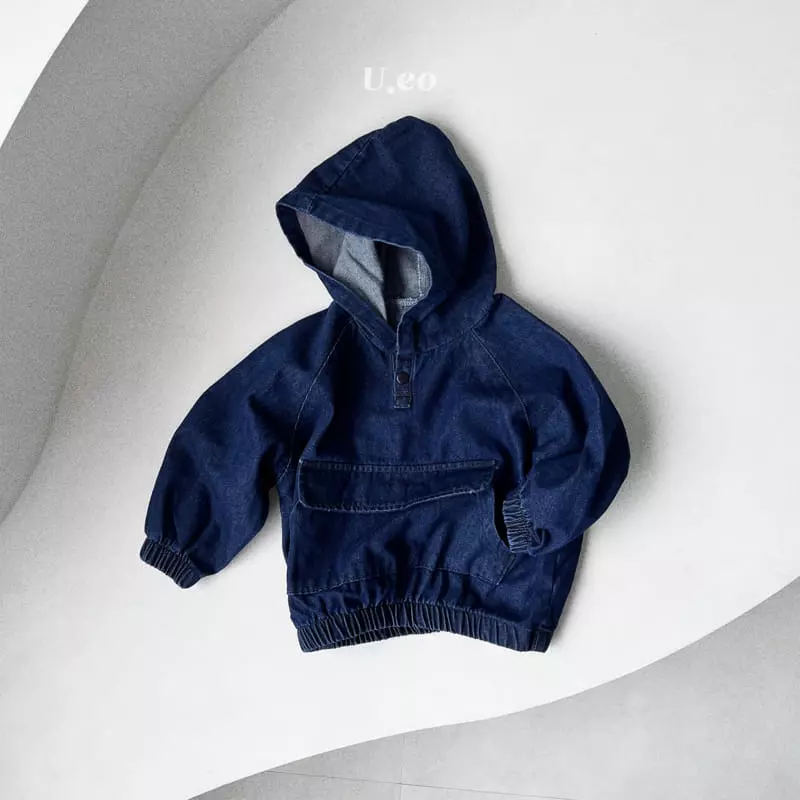 U Eo - Korean Children Fashion - #childrensboutique - Denim Pocket Hoody - 2