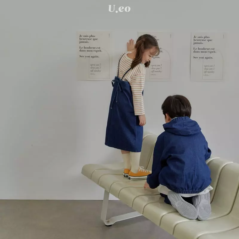 U Eo - Korean Children Fashion - #designkidswear - Denim Pocket Hoody - 4