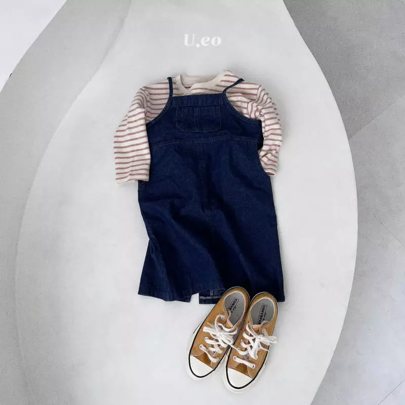 U Eo - Korean Children Fashion - #discoveringself - Denim Dungarees One-piece - 2