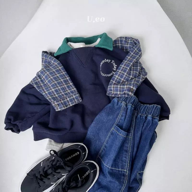 U Eo - Korean Children Fashion - #kidsshorts - Collar Sweatshirt