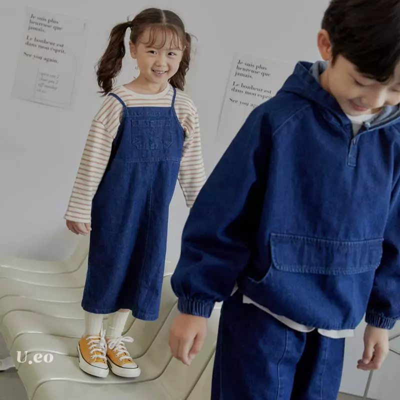U Eo - Korean Children Fashion - #kidzfashiontrend - Denim Pocket Hoody - 8