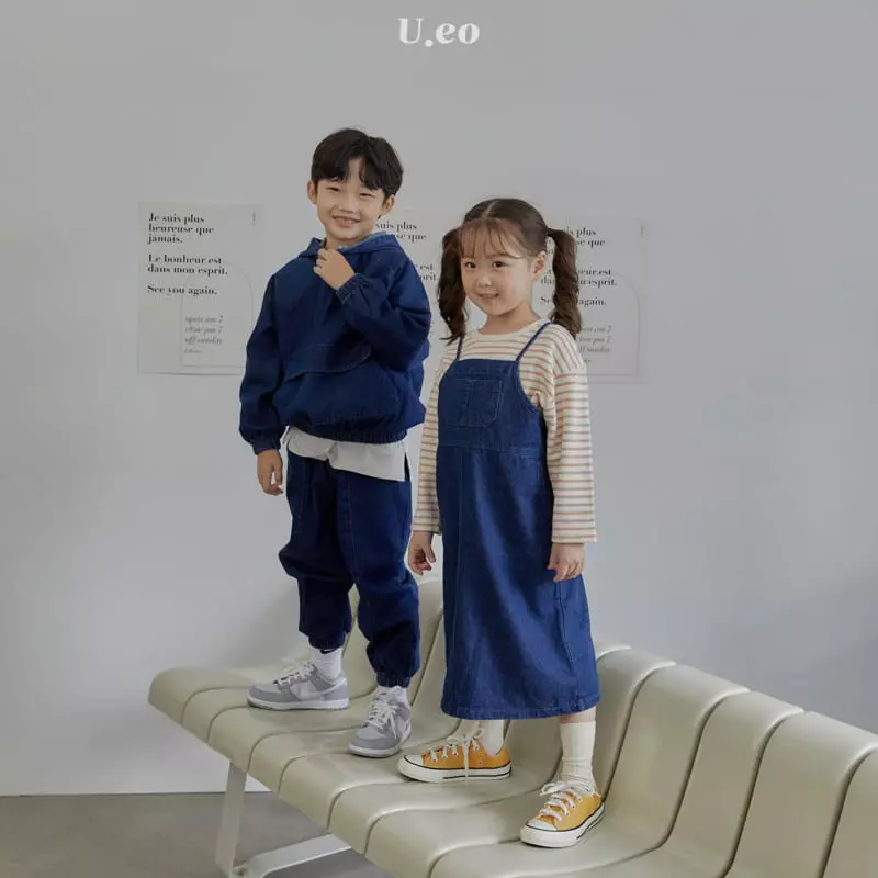 U Eo - Korean Children Fashion - #littlefashionista - Denim Dungarees One-piece - 8