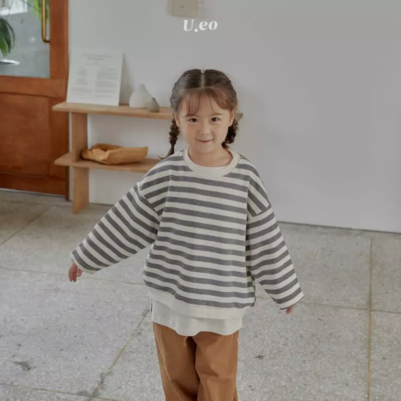 U Eo - Korean Children Fashion - #stylishchildhood - Agata Stripes Sweatshirt - 7