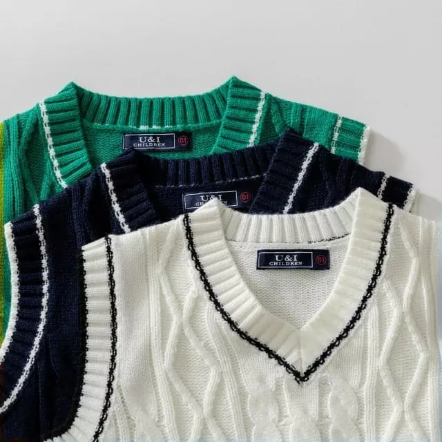 U & I - Korean Children Fashion - #designkidswear - V Neck Line Knit Vest - 8
