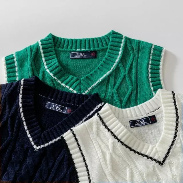 U & I - Korean Children Fashion - #discoveringself - V Neck Line Knit Vest - 9