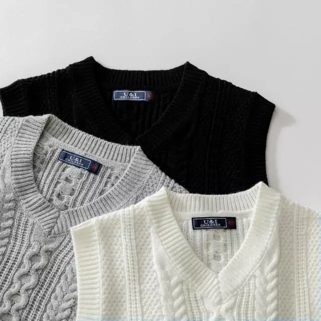 U & I - Korean Children Fashion - #discoveringself - Twist Knit Vest - 8