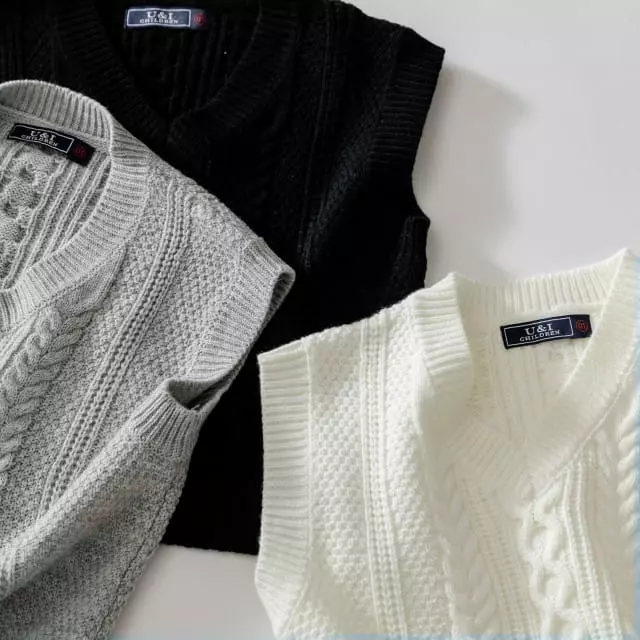 U & I - Korean Children Fashion - #kidsshorts - Twist Knit Vest - 10