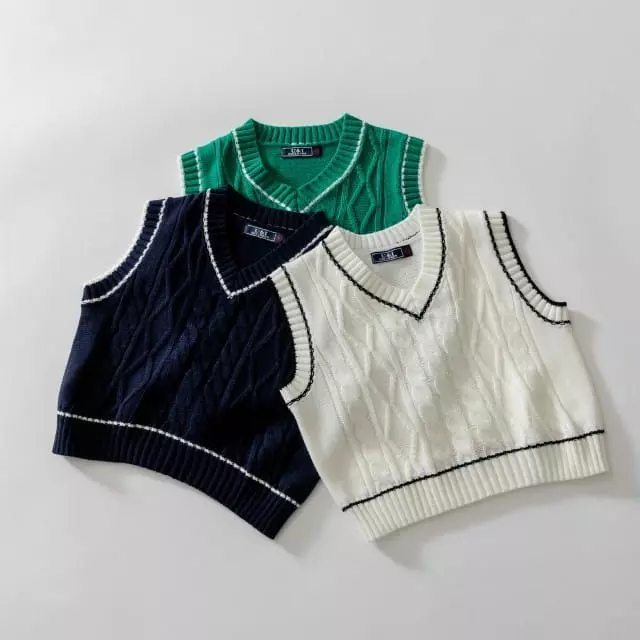 U & I - Korean Children Fashion - #kidsstore - V Neck Line Knit Vest - 12