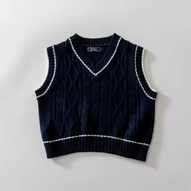 U & I - Korean Children Fashion - #littlefashionista - V Neck Line Knit Vest
