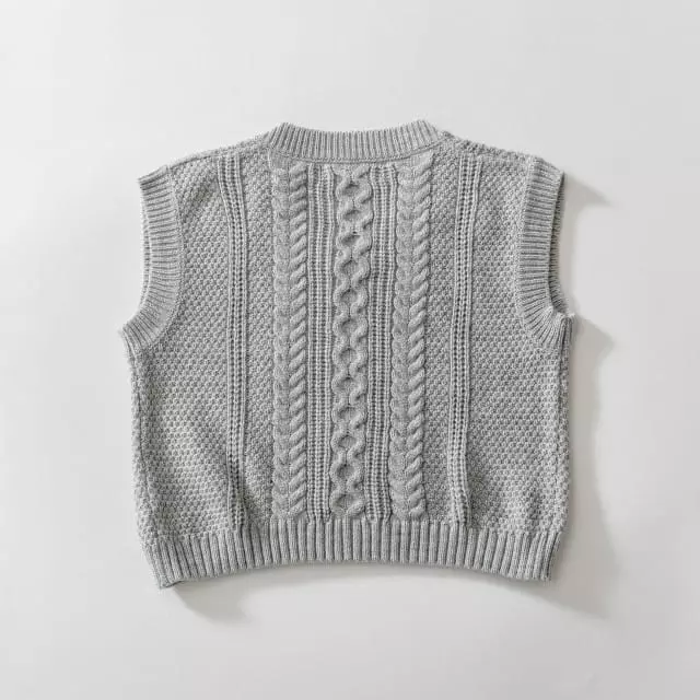 U & I - Korean Children Fashion - #minifashionista - Twist Knit Vest - 2