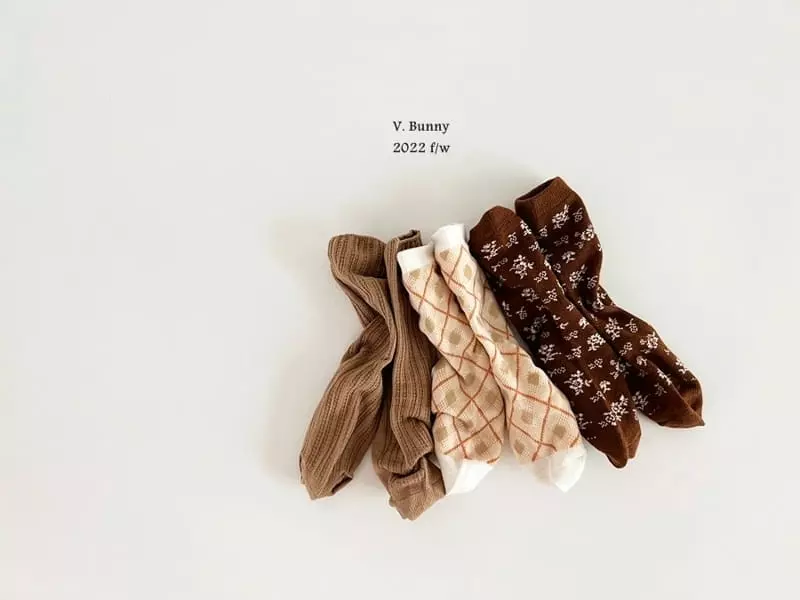 V Bunny - Korean Children Fashion - #designkidswear - Bake Socks Set - 6