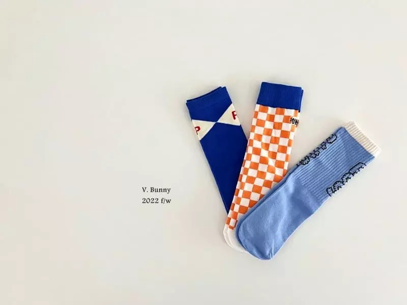 V Bunny - Korean Children Fashion - #designkidswear - 3 P Socks Set - 9