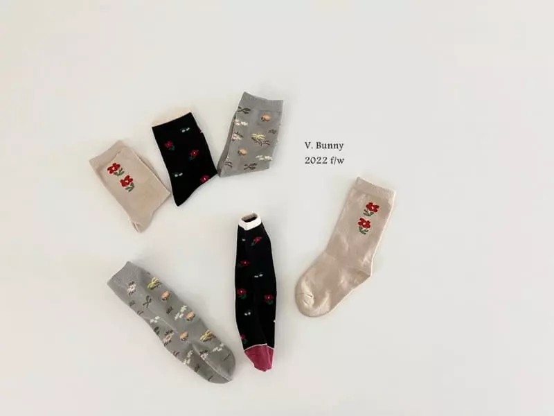 V Bunny - Korean Children Fashion - #designkidswear - Zibibi Socks Set - 8