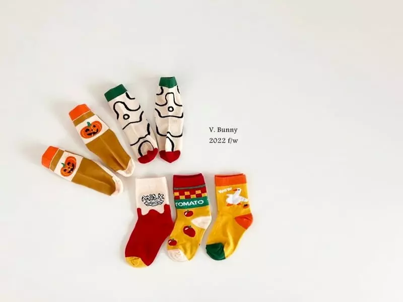 V Bunny - Korean Children Fashion - #designkidswear - Tomato Socks Set - 7