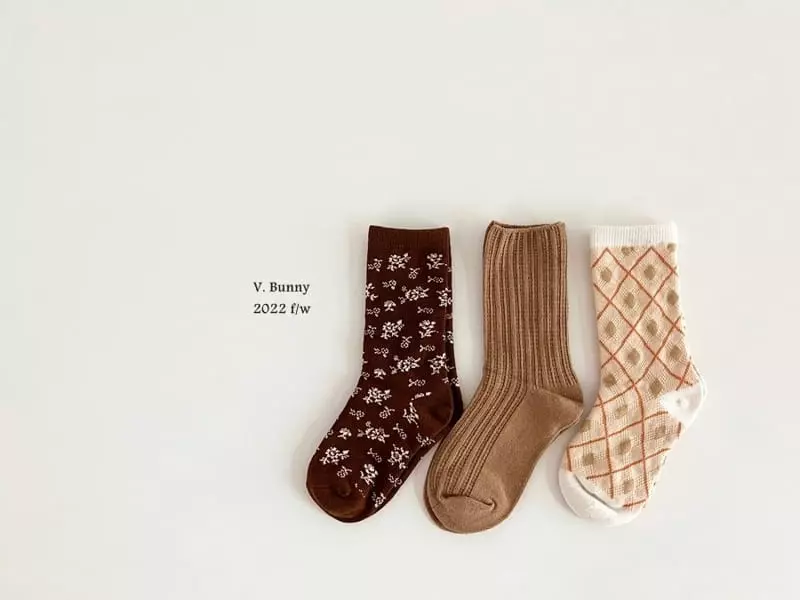 V Bunny - Korean Children Fashion - #fashionkids - Bake Socks Set - 8