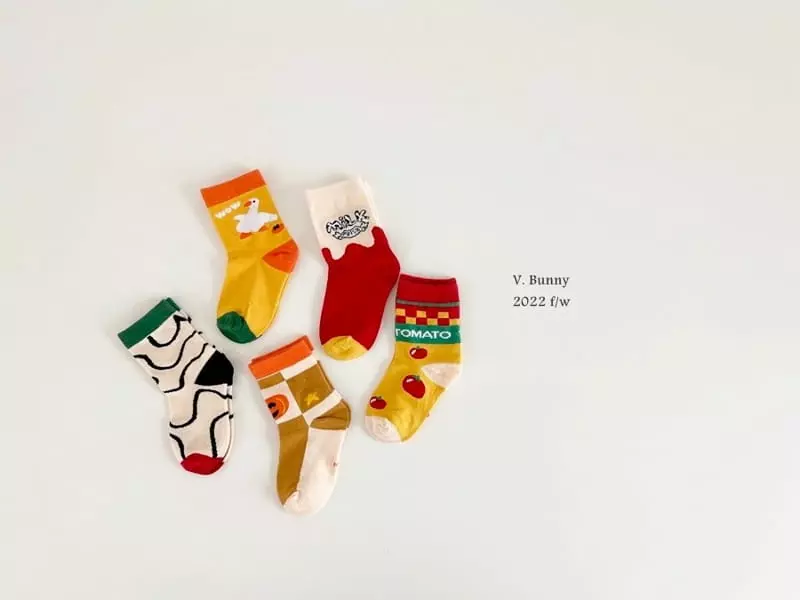 V Bunny - Korean Children Fashion - #fashionkids - Tomato Socks Set - 9