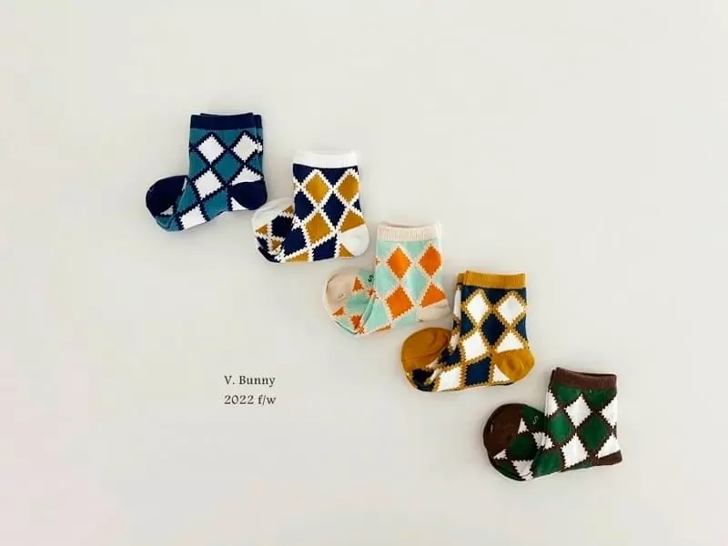V Bunny - Korean Children Fashion - #kidsshorts - Arglye Socks Set