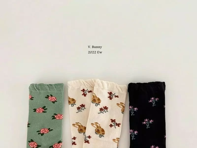 V Bunny - Korean Children Fashion - #kidsshorts - Barnie Socks Set - 7